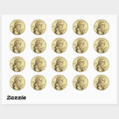 Sacajawea en Papoose Dollar Munt Ronde Sticker (Vel)