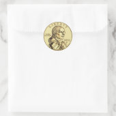 Sacajawea en Papoose Dollar Munt Ronde Sticker (Tas)