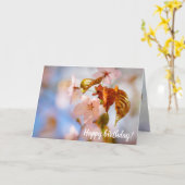 Sacharovbloemen en Oranje bladeren in Springtime Kaart (Gele Bloem)