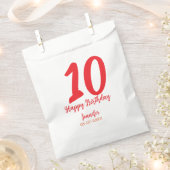 Sachets En Papier 10e anniversaire ajouter nom date année rouge modè (Coupé)
