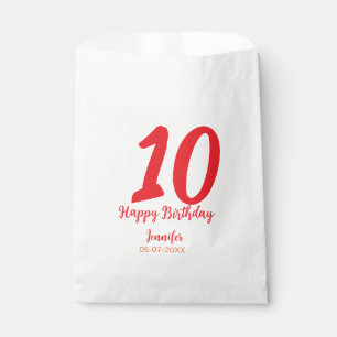 Sachets En Papier 10e anniversaire ajouter nom date année rouge modè