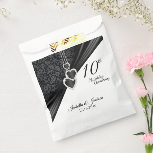 Sachets En Papier 10e Anniversaire du Mariage Onyx Favor Sac (Scellé)