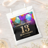 Sachets En Papier 13e anniversaire de la fête Ballons Noir et Or (Coupé)