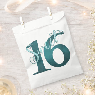 Sachets En Papier 16 ans   Mermaid Ombre Bleu Nom Vert Anniversaire