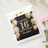 Sachets En Papier 16e fête d'anniversaire Ballons noirs et or (Scellé)