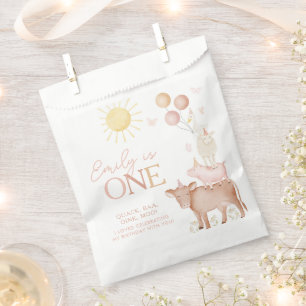 Sachets En Papier 1er Anniversaire Animaux de ferme Barnyard Filles 