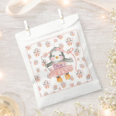 Sachets En Papier 1er anniversaire Ballerina Penguin rose (Coupé)