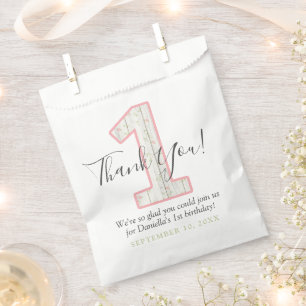 Sachets En Papier 1er anniversaire Rustic Shabby Chic rose floral Pa