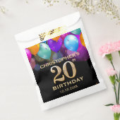 Sachets En Papier 20e fête d'anniversaire Ballons Noir et Or (Scellé)