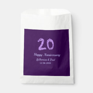 Sachets En Papier 20e heureux anniversaire ajouter nom du couple dat