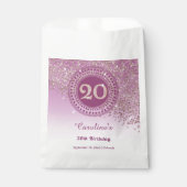 Sachets En Papier 20th Birthday | Sparkling Rose Gold Glitter (Devant)