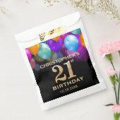 Sachets En Papier 21e fête d'anniversaire Ballons Noir et Or (Scellé)