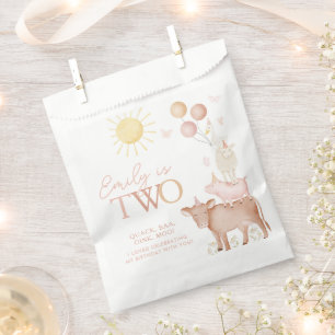 Sachets En Papier 2e anniversaire Animaux de ferme Barnyard Filles d