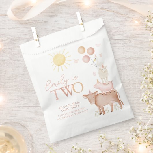 Sachets En Papier 2e anniversaire Animaux de ferme Barnyard Filles d (Coupé)