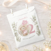 Sachets En Papier 2e Anniversaire Mignonne Teddy Bear Pink Favour Ba (Coupé)