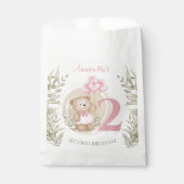 Sachets En Papier 2e Anniversaire Mignonne Teddy Bear Pink Favour Ba (Devant)