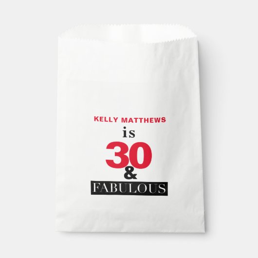 Sachets En Papier 30 et fabuleux 30e anniversaire (Devant)