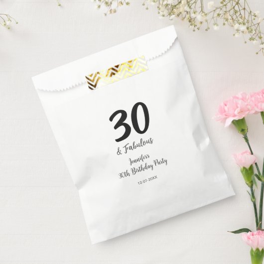 Sachets En Papier 30e anniversaire ajouter nom date année noir (Scellé)