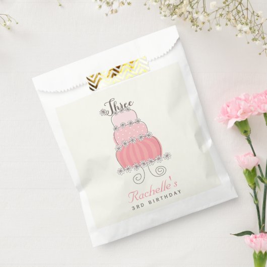 Sachets En Papier 3ème fête d'anniversaire de gâteau de fille chic (Scellé)