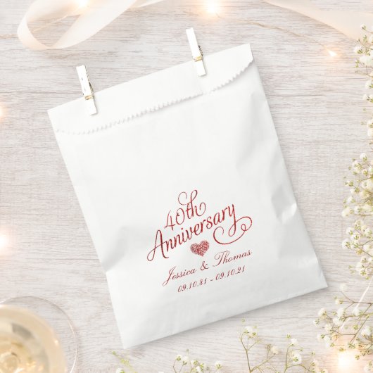 Sachets En Papier 40e anniversaire du Mariage de Ruby (Coupé)