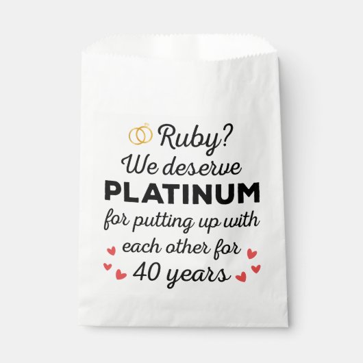 Sachets En Papier 40ème anniversaire du Mariage I - Ruby Funny Coupl (Devant)