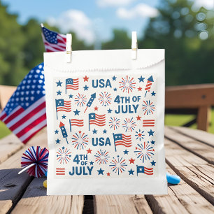Sachets En Papier 4 juillet Favoriser le sac 🇺 🇸   Drapeau, feux d