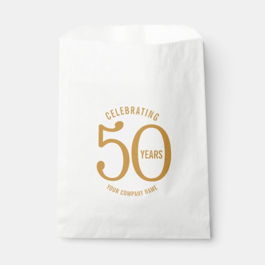 Sachets En Papier 50 ans anniversaire d'entreprise golden (Devant)