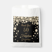 Sachets En Papier 50 or noir fabuleux merci anniversaire (Devant)