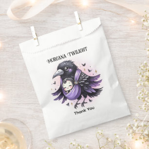 Sachets En Papier 50 x Goth Baby on Way Crow Black Purple Goody Sac