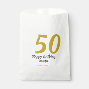 Sachets En Papier 50e anniversaire ajouter nom date année noire modè