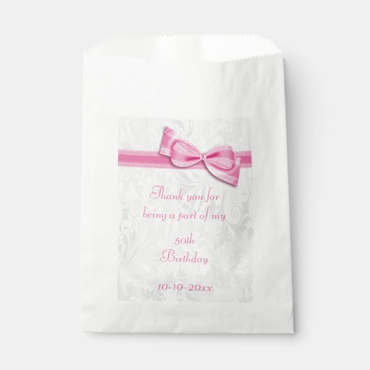 Sachets En Papier 50e anniversaire Damask et Faux Bow (Devant)