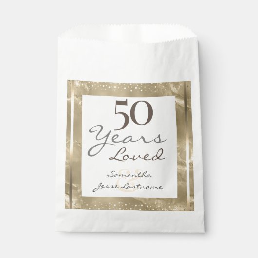 Sachets En Papier 50e anniversaire de Mariage Elegant Gold (Devant)