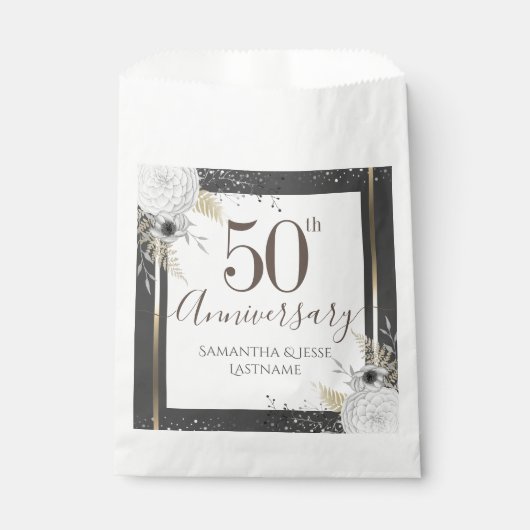 Sachets En Papier 50e anniversaire de Mariage Sac de préférence flor (Devant)