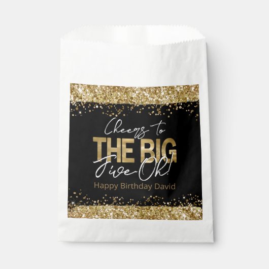 Sachets En Papier 50e anniversaire Gold et Black Big Five-Oh (Devant)