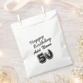 Sachets En Papier 50e anniversaire Typographie noire personnalisée (Coupé)