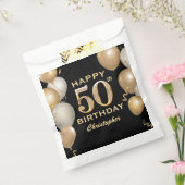 Sachets En Papier 50e fête d'anniversaire Ballons noirs et or (Scellé)