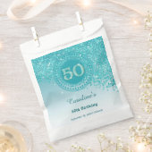 Sachets En Papier 50th Birthday | Sparkling Teal Blue Gold Glitter (Coupé)