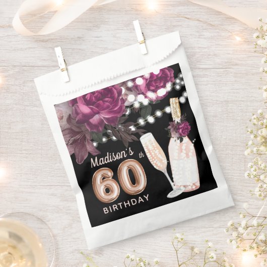 Sachets En Papier 60e anniversaire de luxe Vin Rose personnalisé (Coupé)