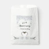 Sachets En Papier 60e anniversaire de mariage couple de cygnes blanc (Devant)