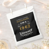 Sachets En Papier 60th Birthday 1962 Black Gold Ajouter Nom Retro (Coupé)