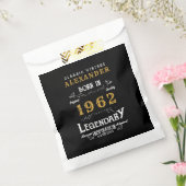 Sachets En Papier 60th Birthday 1962 Black Gold Ajouter Nom Retro (Scellé)