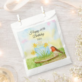 Sachets En Papier 60th Birthday Robin with Daffodil Cake (Coupé)