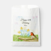 Sachets En Papier 60th Birthday Robin with Daffodil Cake (Devant)