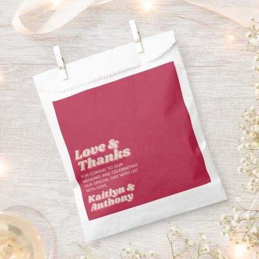 Sachets En Papier 70's Retro Super Viva Magenta Mariage (Coupé)