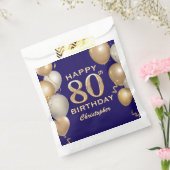 Sachets En Papier 80e Anniversaire Marine Bleu et Ballons d'or (Scellé)