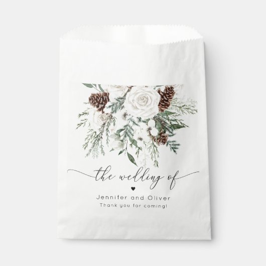 Sachets En Papier À feuillage persistant mariage d'hiver (Devant)