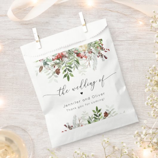 Sachets En Papier À feuillage persistant mariage d'hiver de Noël (Coupé)