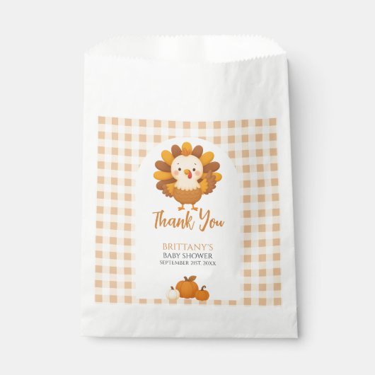Sachets En Papier A Little Turkey Baby Shower Thanksgiving (Devant)