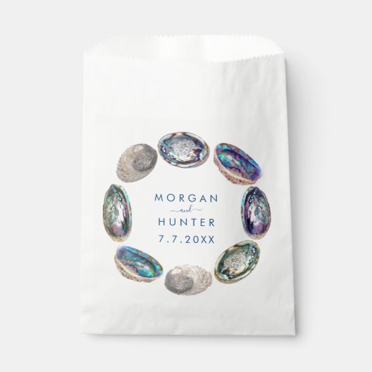 Sachets En Papier Abalone Shell coloré aquarelle plage Mariage (Devant)