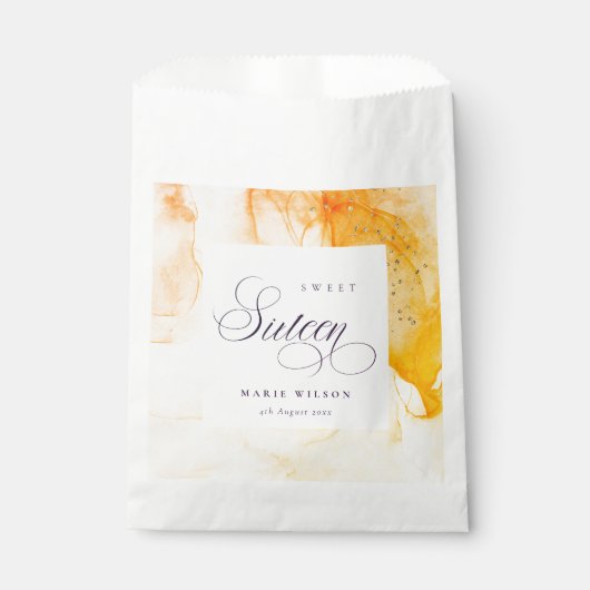 Sachets En Papier Abstrait Pastel Jaune Orange Douce 16 Anniversaire (Devant)